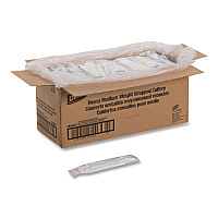 Dixie Individually Wrapped Mediumweight Polystyrene Cutlery, Fork/Knife/Teaspoon/Napkin, Plastic, White, 250/Carton (CM26NC7)