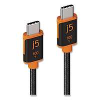 j5create USB-C to USB-C Charging Cable, 5.9 ft, Black/Orange (JUCX25L18)