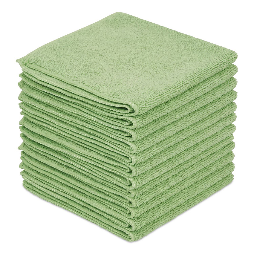 Boardwalk Microfiber Cloths, 12 x 12, Green, 12/Pack (12GRECLOTH)