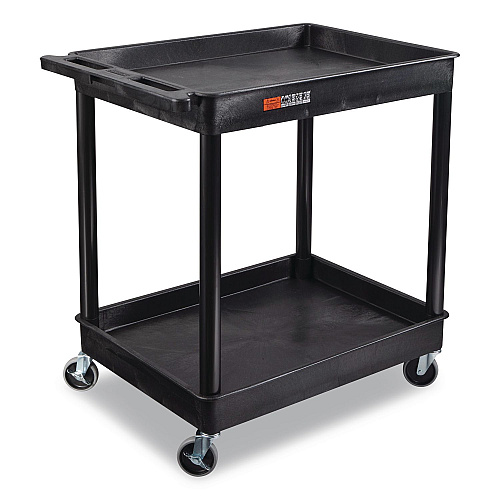 Luxor ENDURA Two-Shelf Utility Cart, Plastic, 400 lb Capacity, 32 x 24 x 37.5. Black (TC11)