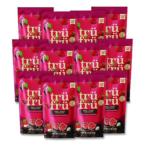 Tru Fru Hyper-Dried Grab and Go Strawberries in White and Dark Chocolate, 1.7 oz Packet, 12/Carton (22002830)