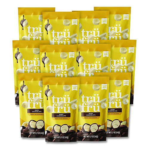 Tru Fru Hyper-Dried Grab and Go Dried Bananas in Dark Chocolate, 1.7 oz Packet, 12/Carton (22002831)