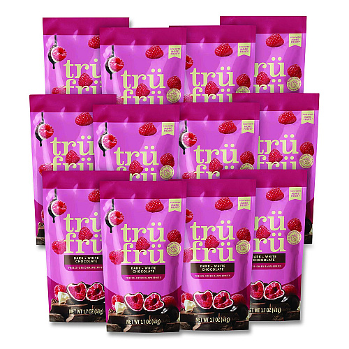 Tru Fru Hyper-Dried Grab and Go Raspberries in White and Dark Chocolate, 1.7 oz Packet, 12/Carton (22002832)