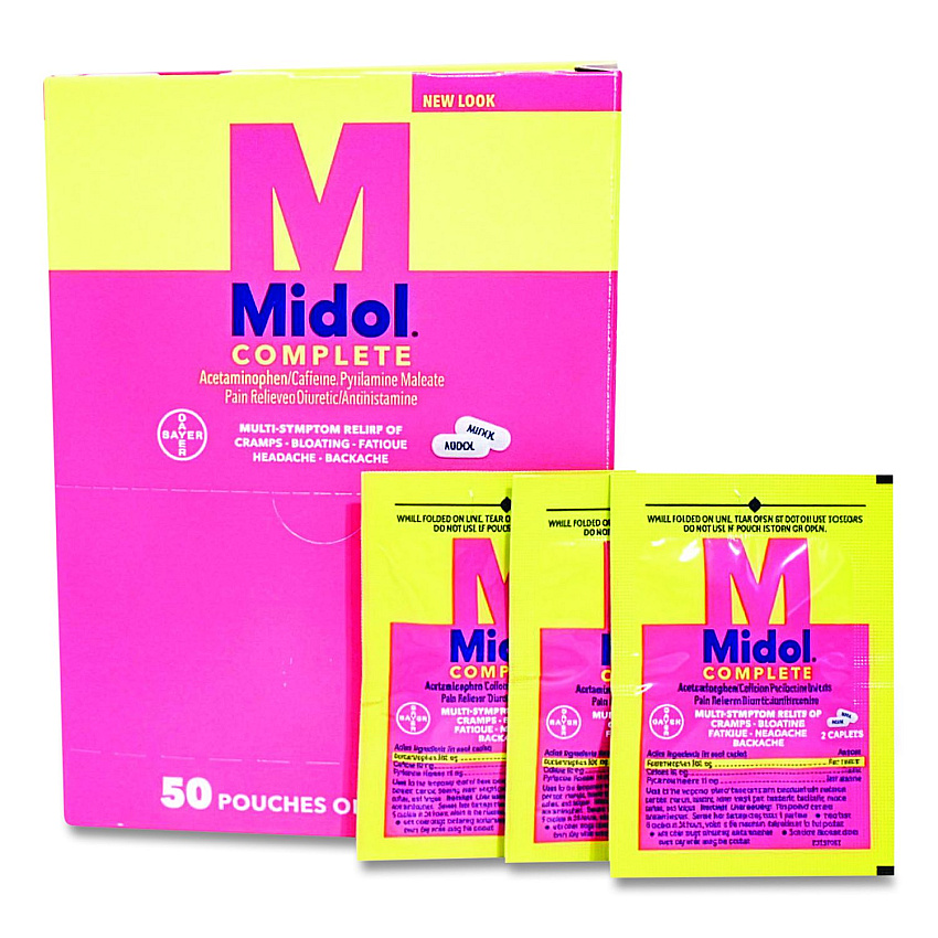 SUREFILL Midol Caplets, 2 Caplets/Packet, 50 Packets (ATMD50)