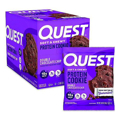 Quest Gluten Free Protein Cookies, Double Chocolate Chip, 2.08 oz Bag, 12/Carton (22002860)