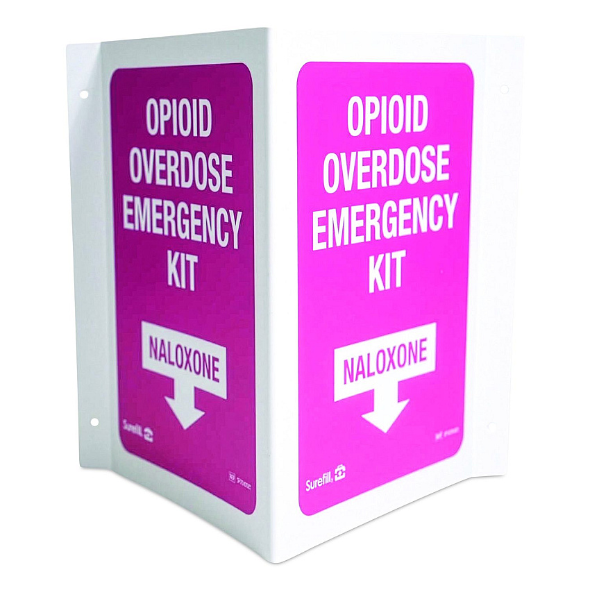 SUREFILL Overdose Kit Three-Way Wall Sign, 2.25 x 3 x 5.5 (SFODWS01)