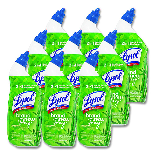 LYSOL Brand Clinging Gel Brand New Day Toilet Bowl Cleaner, 24 oz Angle-Neck Bottle, Bamboo Scent, 9/Carton (62015CT)