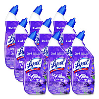 LYSOL Brand Clinging Gel Brand New Day Toilet Bowl Cleaner, Lavender and Cotton Blossom, 24 oz Angle-Neck Bottle, 9/Carton (56251CT)