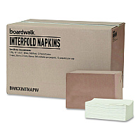 Boardwalk Interfold Dispenser Napkins, 1-Ply, 13 x 8.5, White, 500/Pack, 12 Packs/Carton (XINTNAPW)