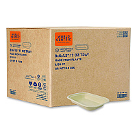 World Centric Fiber Containers, 17 oz, 6.02 x 8.02 x 1.5, Natural, Sugarcane Fiber, 400/Carton (TRSCU8LFP)