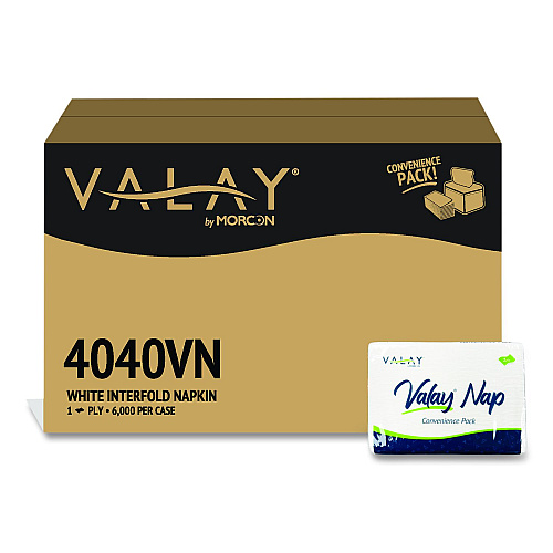 Morcon Paper Valay Dispenser Napkin Convenience Pack, 1-Ply, 6.5 x 4, White, 500/Pack, 12 Packs/Carton (4040VN)