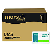 Morcon Paper Morsoft Tall Fold Dispsenser Napkins, 1-Ply, 3.5 x 5, White, 500/Pack, 20 Packs/Carton (D613)