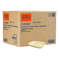 World Centric Laminated Fiber Containers, 20 oz, 6.7 x 8.7 x 1.7, Natural, Sugarcane Fiber, 400/Carton (CTSC20LLF)