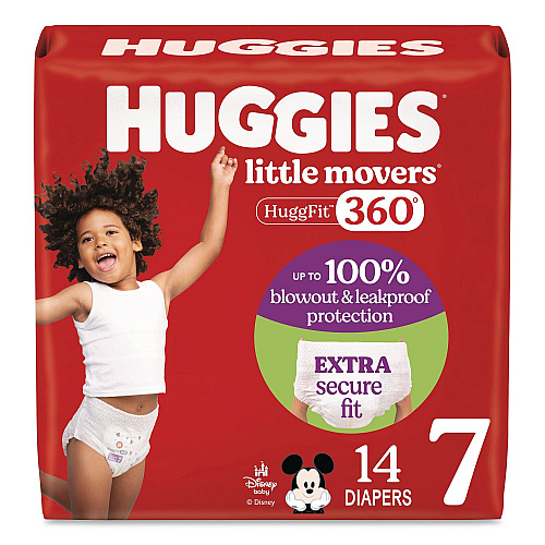 Huggies Little Movers HuggFit 360 Degree, Size 7, Over 41 lbs, Disney Design, 14/Pack (56609PK)
