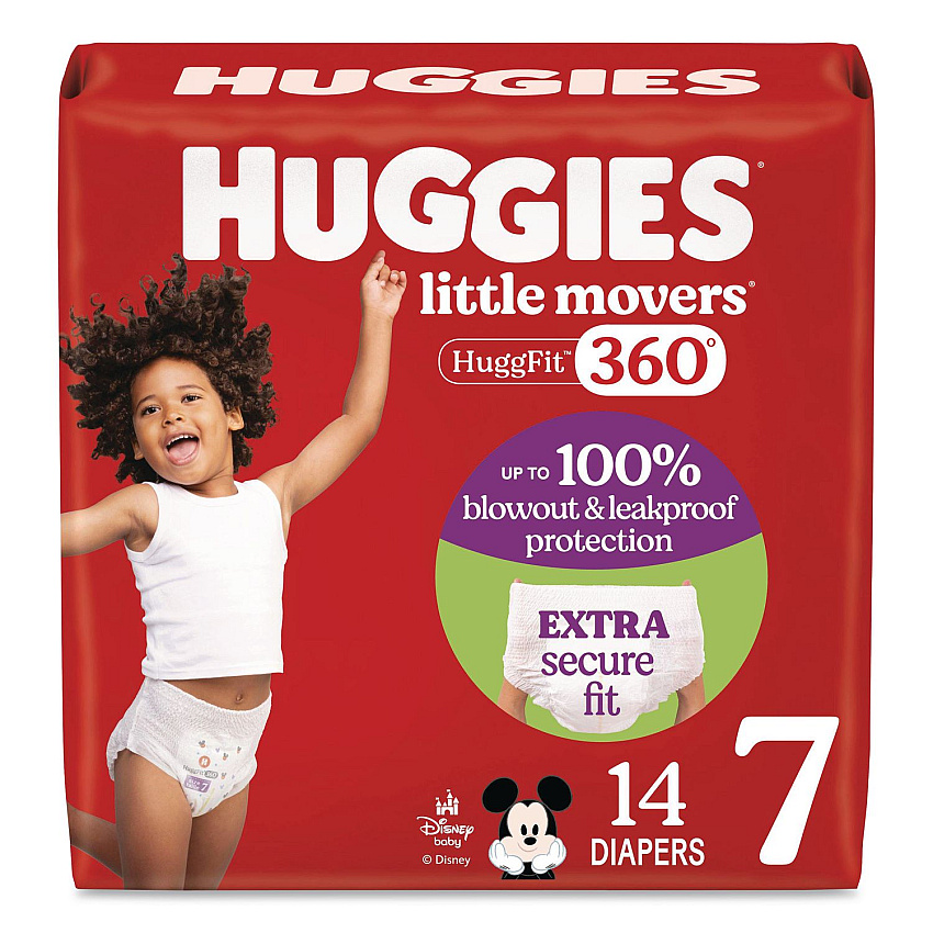 Huggies Little Movers HuggFit 360 Degree, Size 7, Over 41 lbs, Disney Design, 14/Pack (56609PK)