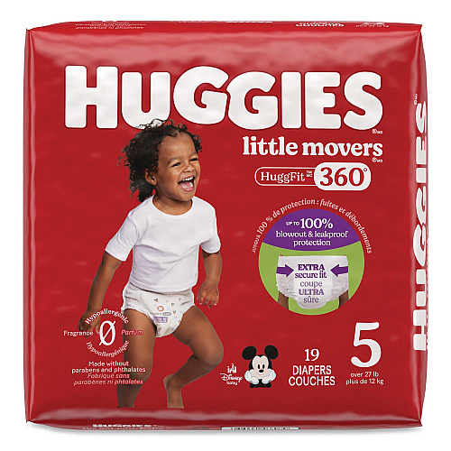 Huggies Little Movers HuggFit 360 Degree, Size 5, Over 27 lbs, Disney Design, 19/Pack (56607PK)