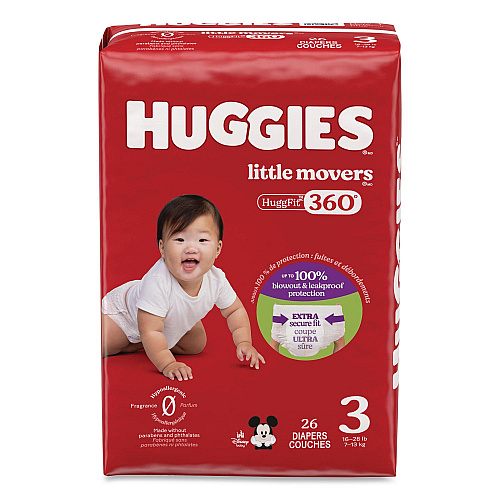 Huggies Little Movers HuggFit 360 Degree, Size 3, 16 lbs to 28 lbs, Disney Design, 26/Pack (56605PK)
