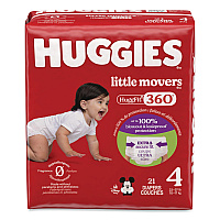 Huggies Little Movers HuggFit 360 Degree, Size 4, 22 lbs to 37 lbs Disney Design, 21/Pack (56606PK)