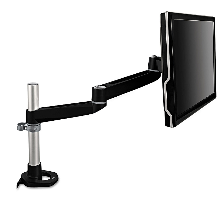 3M Dual-Swivel Monitor Arm, 360 Degree Rotation, +15 Degree/-90 Degree Tilt, 180 Degree Pan, Black/Gray, Supports 30 lbs (MA140MB)