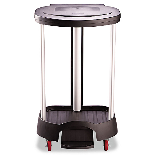 Rubbermaid Commercial Premium Step-On Linen Hamper, 30 gal, 20.38w x 22.25d x 37.88h, Aluminum/Plastic, Black (6300BLA)