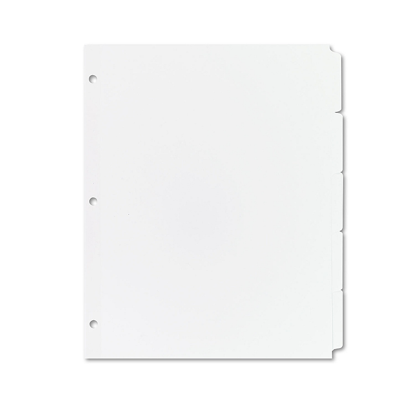 Avery Write and Erase Plain-Tab Paper Dividers, 5-Tab, 11 x 8.5, White, 36 Sets (11506)