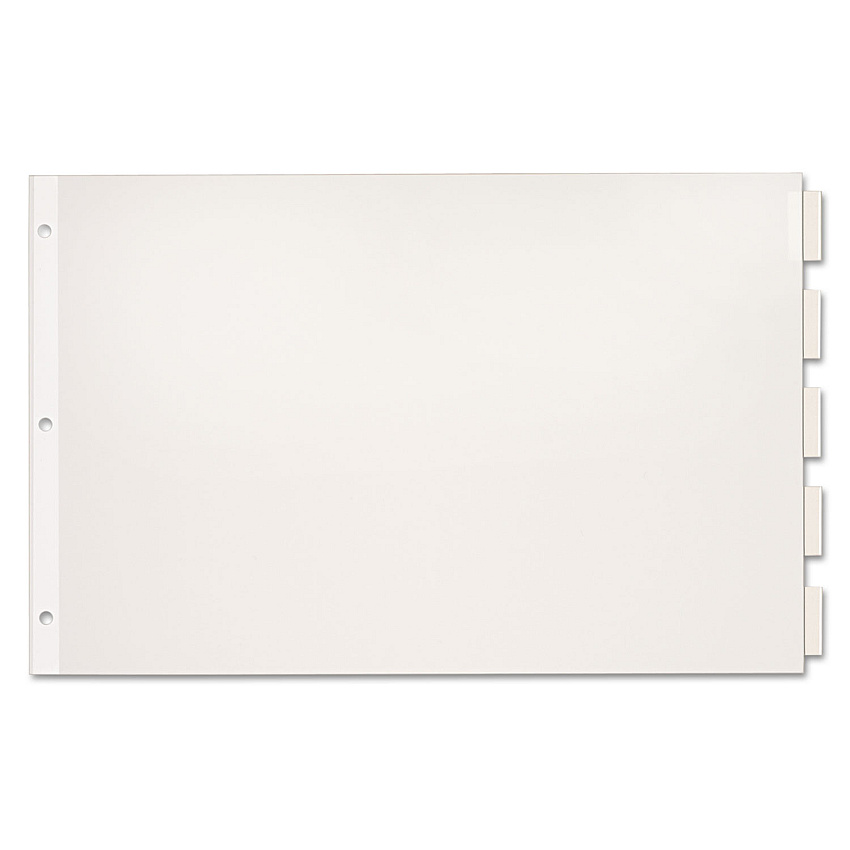 Cardinal Paper Insertable Dividers, 5-Tab, 11 x 17, White, Clear Tabs, 1 Set (84812)