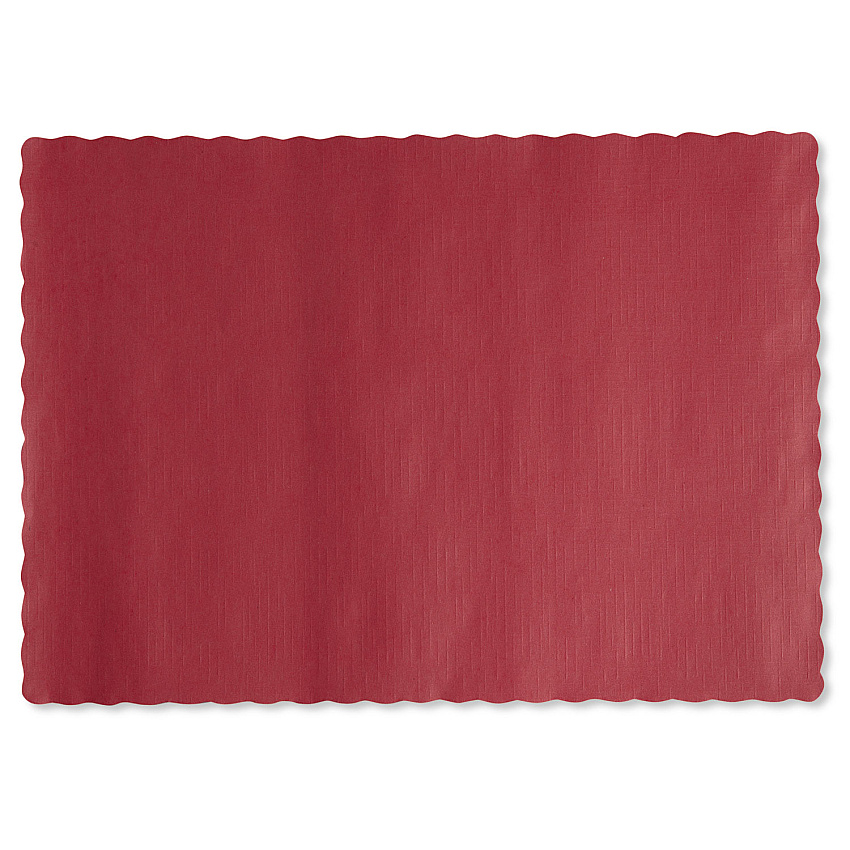 Hoffmaster Placemats, Smooth Surface, Scalloped Edges, 13.5" x 9.5", Red, 1,000/Carton (310521)