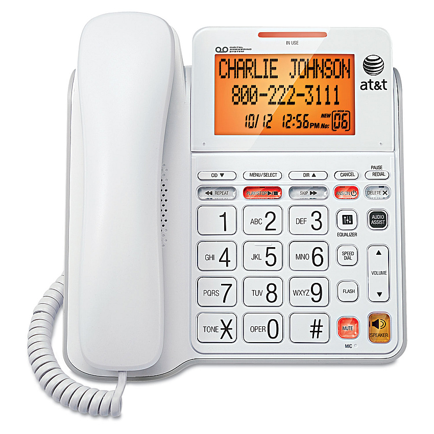 AT&T CL4940 Corded Speakerphone with Digital Answering System, White