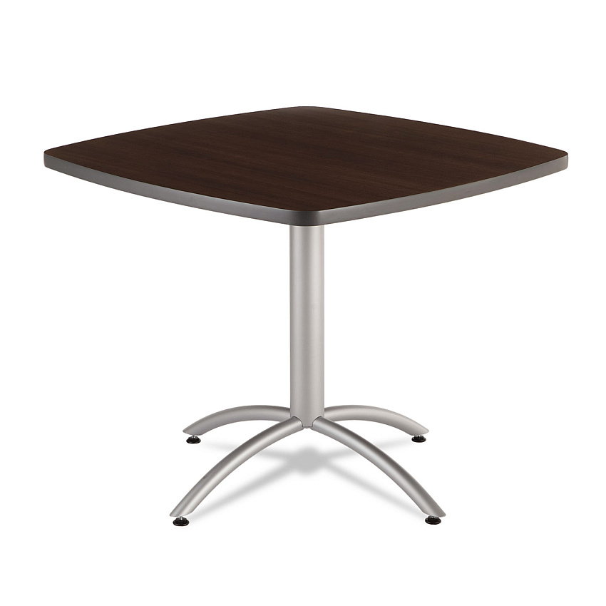 Iceberg CafeWorks Cafe-Height Table, Square, 36" x 36" x 30", Walnut/Silver (65614)