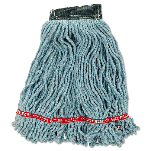 Rubbermaid Web Foot Wet Mop Head, Shrinkless, Cotton/Synthetic, Green, Medium, 6/Carton (A252GRE)