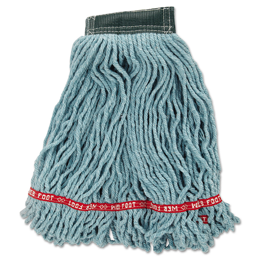 Rubbermaid Web Foot Wet Mop Head, Shrinkless, Cotton/Synthetic, Green, Medium, 6/Carton (A252GRE)