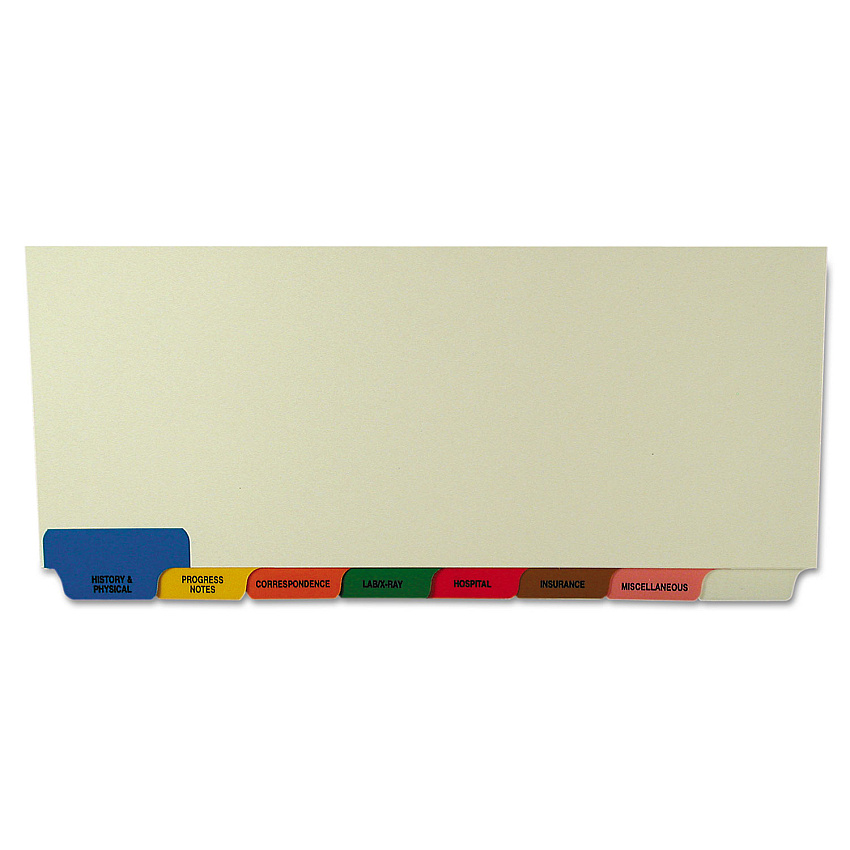 Tabbies Bottom Tab Medical Chart Divider Sets, 8-Tab, Assorted Medical, 11.38 x 8.5, Manila, 40 Sets (54500)