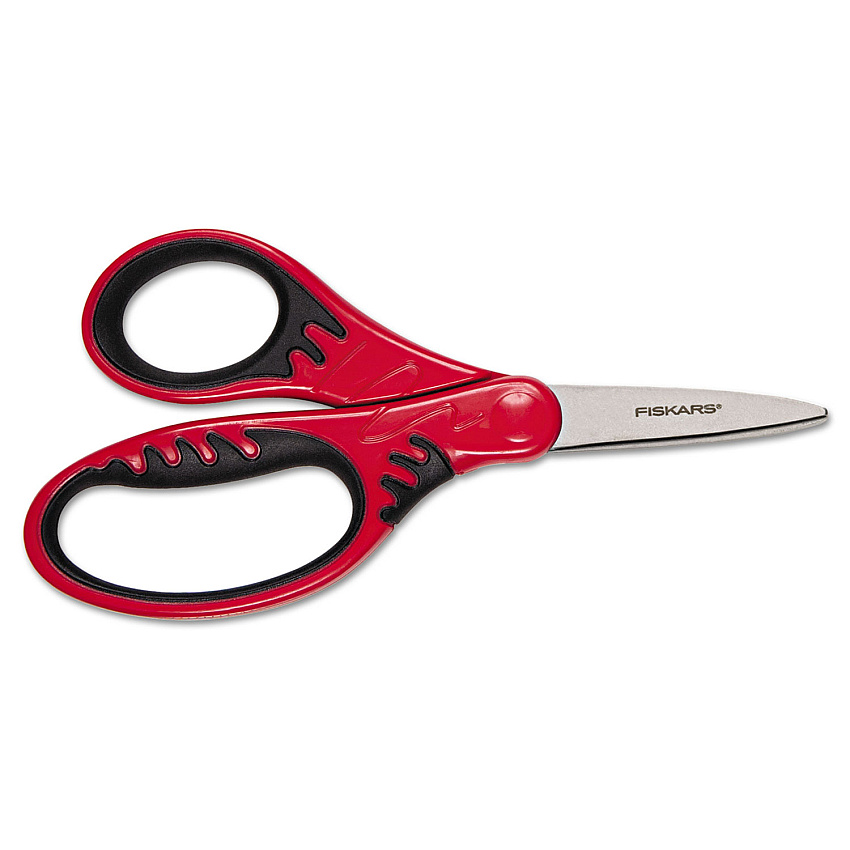 Fiskars Kids Softgrip Scissors, Left/Right Handed, Pointed Tip, 5" Long, 1.75" Cut Length, Randomly Assorted Handle Color (1942301001)