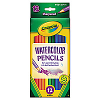 Crayola Watercolor Pencil Set, 3.3 mm, 2B, Assorted Lead and Barrel Colors, Dozen (684302)