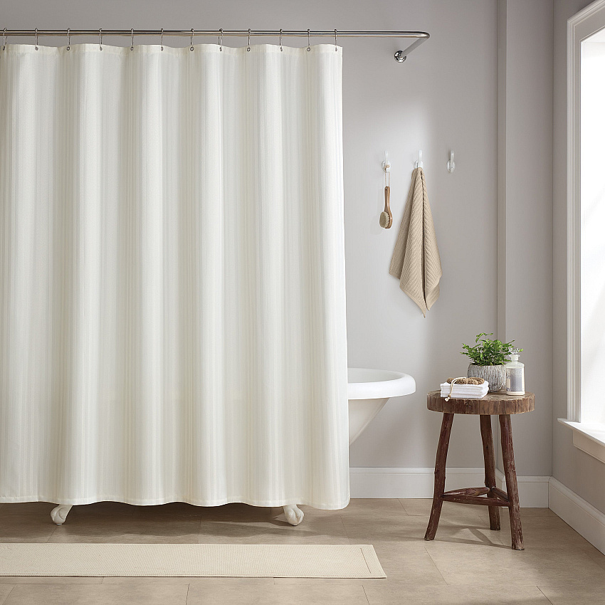 Host & Home Poly Shower Curtain Set 72x72 Damask Bright White - 1 Set (P-SCSTD-7272-WH)