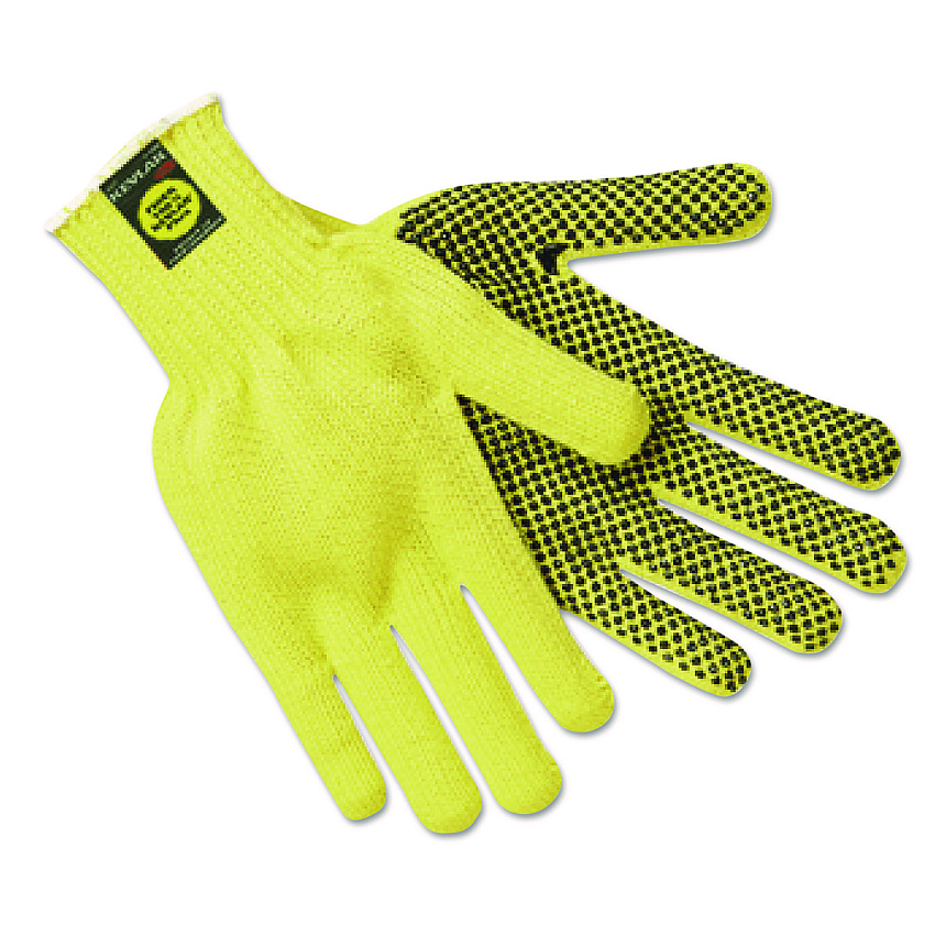 MCR Safety PVC Dotted Kevlar Gloves, Large, Yellow/Black, 12 Pairs (9366L)