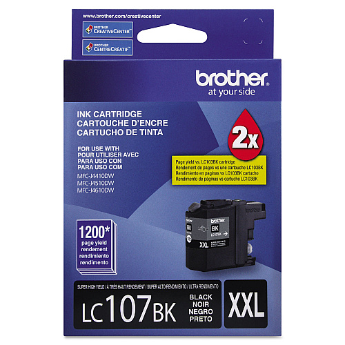 Brother LC107BK Innobella Super High-Yield Ink, 1,200 Page-Yield, Black