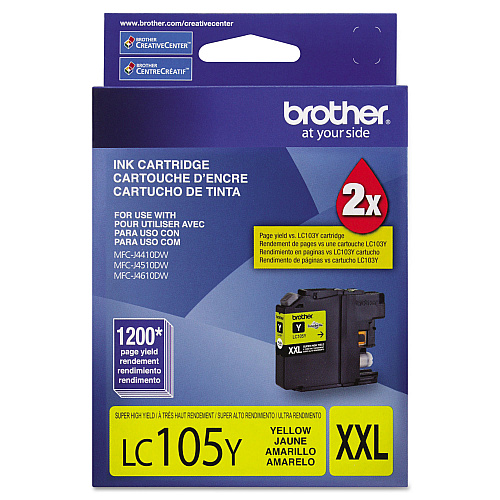 Brother LC105Y Innobella Super High-Yield Ink, 1,200 Page-Yield, Yellow