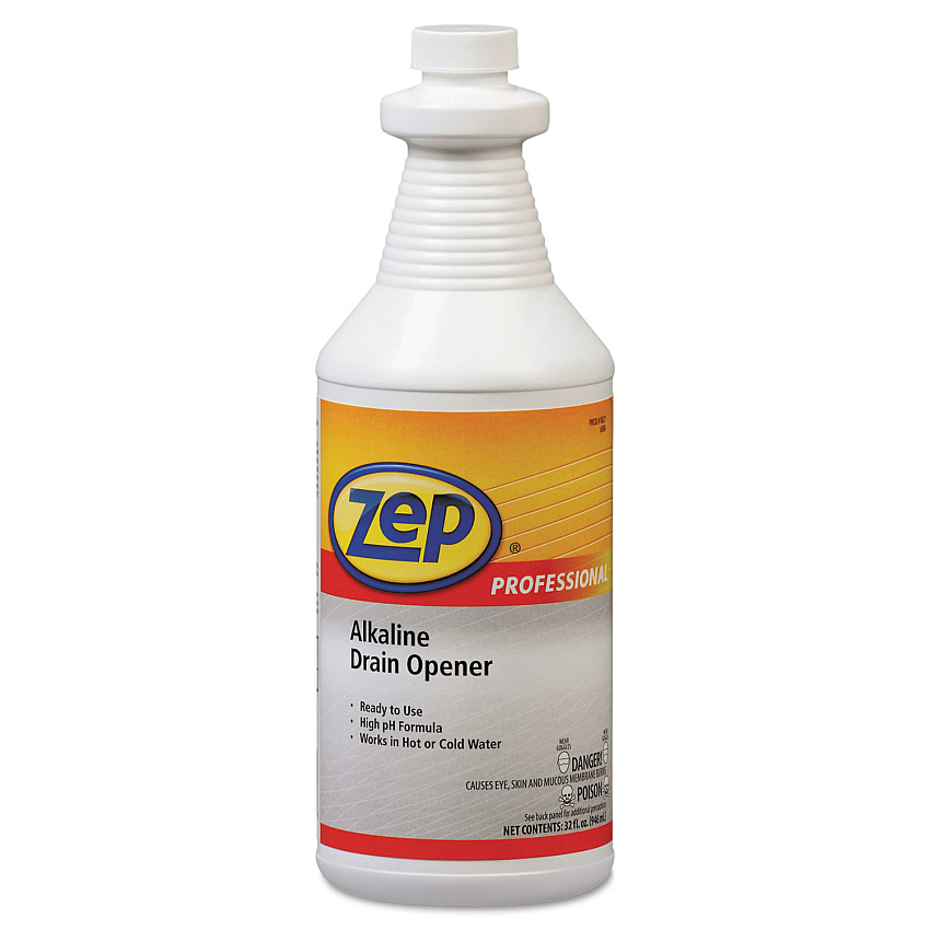 Zep Alkaline Drain Opener Quart Bottle, 12/Carton (1041423)