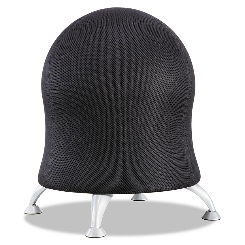 Safco Zenergy Ball Chair, Backless, Supports Up to 250 lb, Black Fabric Seat, Silver Base (4750BL)