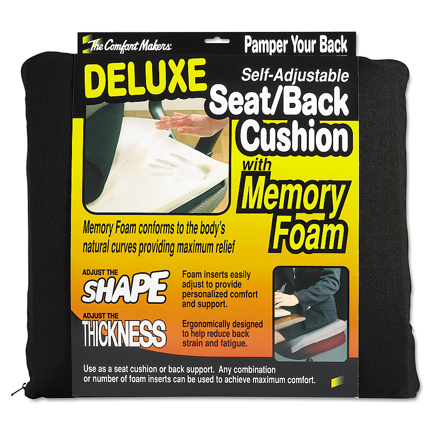 Master Caster The ComfortMakers Deluxe Seat/Back Cushion, Memory Foam, 17 x 2.75 x 17.5, Black (91061)