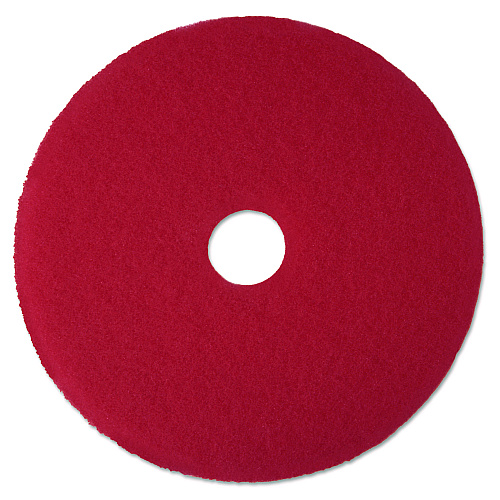 3M Low-Speed Buffer Floor Pads 5100, 13" Diameter, Red, 5/Carton (08388)