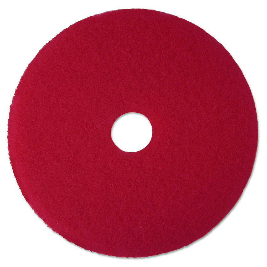 3M Low-Speed Buffer Floor Pads 5100, 13" Diameter, Red, 5/Carton (08388)