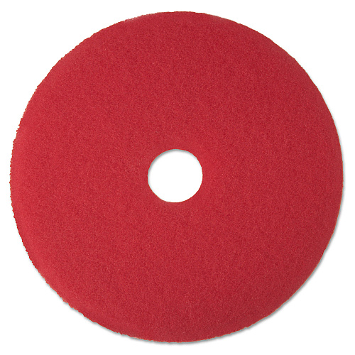 3M Low-Speed Buffer Floor Pads 5100, 16" Diameter, Red, 5/Carton (08391)