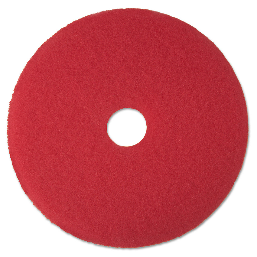 3M Low-Speed Buffer Floor Pads 5100, 16" Diameter, Red, 5/Carton (08391)