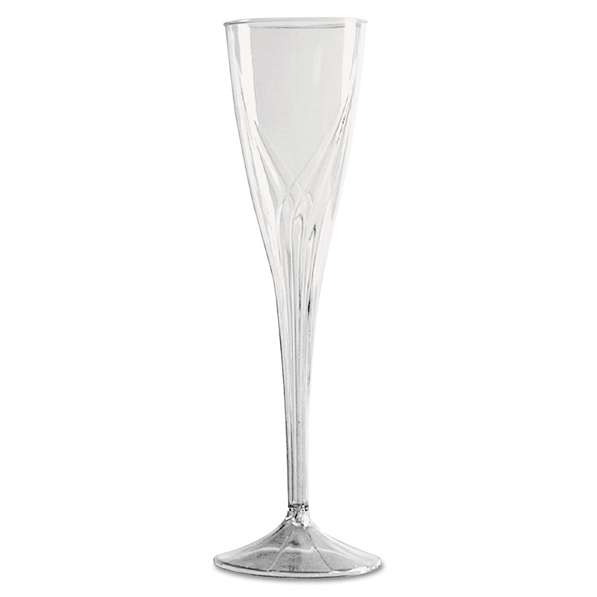 WNA Classicware One-Piece Champagne Flutes, 5 oz, Clear, Plastic, 10/Pack, 10 Packs/Carton (CWSC5)