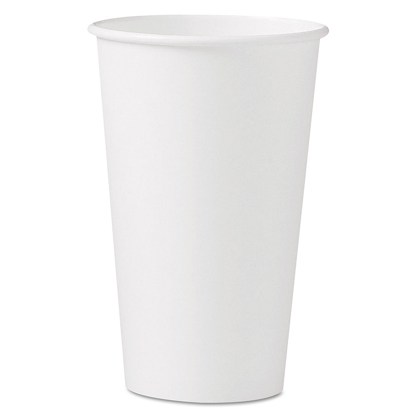 SOLO Single-Sided Poly Paper Hot  Cups, 16 oz, White, 50 Sleeve, 20 Sleeves/Carton (316W)