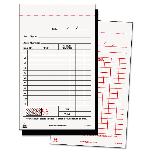 AmerCareRoyal Sales Receipt Book, Two-Part Carbon, 3.25 x 5.6, 1/Page, 50 Forms/Book, 100 Books/Carton (GC12A2)