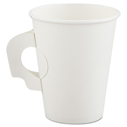 Dart Polycoated Hot Paper Cups with Handles, 8 oz, White (378HW)