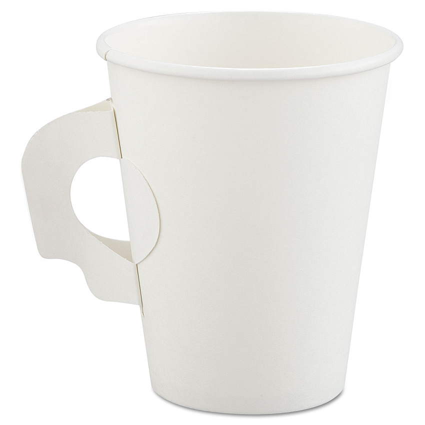 Dart Polycoated Hot Paper Cups with Handles, 8 oz, White (378HW)
